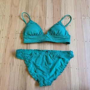 Vix Paula Hermanny Scales Basic Full Turquoise Emerald Bikini Set Helen Top S